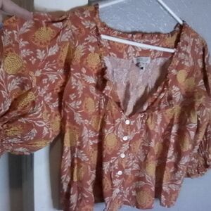 Floral Orange Blouse
